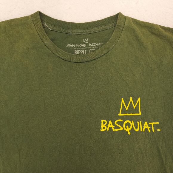 Jean Michel Basquiat Crew Neck Short Sleeve T-Shirt Mens Size Large L Green - Picture 1 of 9